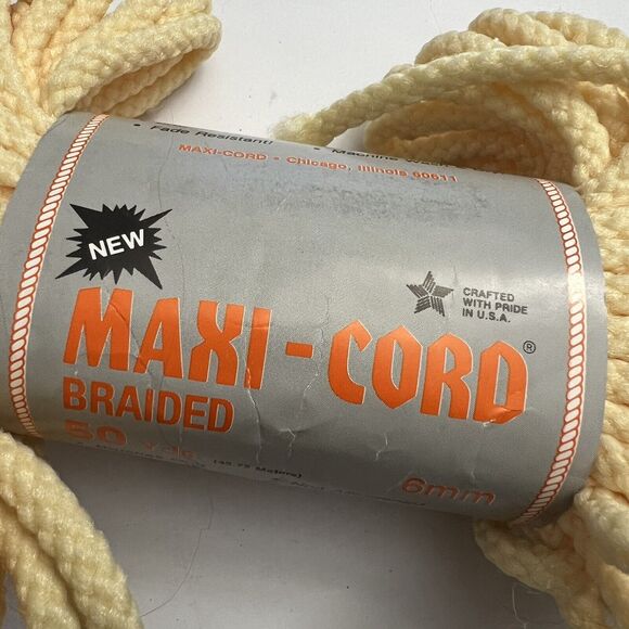 Vintage Maxi Cord Braided 6mm 50 Yards Macrame Crafting Knotting Weaving Beige - Picture 3 of 5